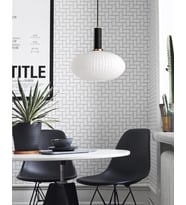 Rsylight Rustik Dekoratif Metal Modern Siyah Beyaz Opal  Camlı Tekli  Avize 30cm