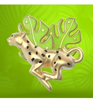 Metalmorphose Leopar ve Tropikal Yaprak Broş Seti