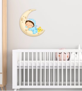 BK Gift Sevimli Çocuk Tasarımlı Çocuk Odası Ahşap Duvar Süsü-1 (Beyaz)