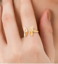 925 Ayar Zirkon Taşlı Kelebek Model Gümüş Yüzük (Gold)