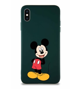 Apple iPhone XS Max Soft Premier Kapak Mickey Mouse-B Tasarımlı Silikon Kılıf - Yeşil (Şeffaf)