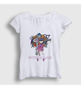 Presmono Kadın Beyaz Sun Gorillaz T-Shirt 294018tt