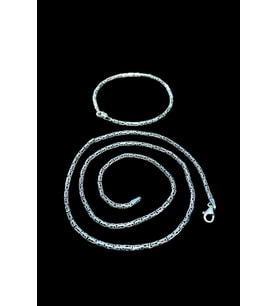 (ÖZEL KUTU)   925 Ayar Gümüş 2 li 3 mm Kral Zincir Set Erkek Kolye Bileklik