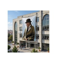 Sivil Mustafa Kemal Atatürk Poster Bayrak Raşel Kumaş 6x9 metre ATA18