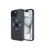Apple iPhone 15 Uyumlu Kılıf Kamera Korumalı Logo Gösteren Zore Omega Kapak (Lacivert)
