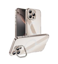 iPhone 16 Pro Kılıf Magsafe Şarj Özellikli Kamera Taşlı Standlı Şeffaf Sararmaz Rhinestone Transparent Kapak