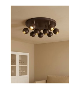 GU10 Sekizli 8 li Kahverengi Metal Spot Avize Hareketli Küre Başlık Os ram LED Ampül Spot Tavan Spot