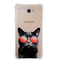 PrintiFy Samsung Galaxy J7 Prime Uyumlu Kedi 3 Baskılı Şeffaf Köşe Korumalı Antişok Kılıf