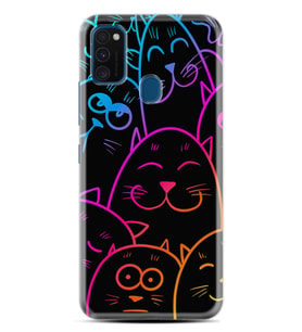 Samsung M21 M22 M23 M30 M31S M32 Kılıf Desenli Silikon Neon Cats 1790