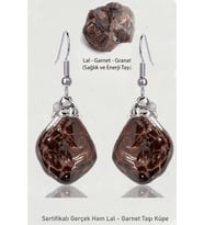 Sertifikalı Ham İşlenmemiş Lal - Garnet - Granat Taşı Küpe (Vişne)