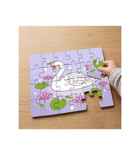 Göldeki Güzel Kuğu Tasarımlı 24 Parça Ahşap Çocuk Puzzle MPK1113