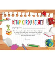 Kitap Kurdu Sertifikası KALIN KARTON 10 ADET A4 Ebatında