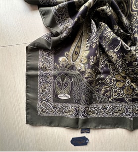 Osmanlı, Elegan Çiçek ve Paisley Desenli Asalet Şal 180x70 (Yeşil-Siyah)
