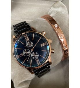Kullanışlı Saat Kutusuyla Metal Kordonlu Taşlı Cartier Bileklikli Kadın Kol Saati Modern Siyah Rose Gold Renk Kadınlara Sevgiliye Armağan Anneye Ablaya Yengeye Kız Kardese Dogum Gunu Yılbası Yıldonumu Hediyesi