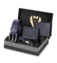 Polo Air Erkek Damat Seti %100 Hakiki Deri Cüzdan Kartlık Kemer Anahtarlık Kombin Lacivert Renk H-DM-8002-L (Lacivert)