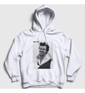 Presmono Unisex Beyaz Poster Harry Styles Kapüşonlu Sweatshirt 318710tt