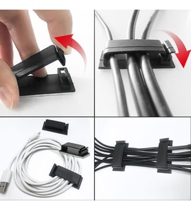 Beyaz Yapışkanlı Kablo Düzenleyici Klips 4lü Set