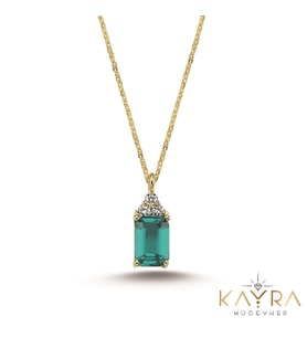 Peridot Taşlı Altın Kolye AKM22