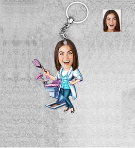 Kişiye Özel Doğum Doktoru Kadın Ahşap Anahtarlık-1