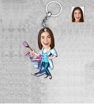 Kişiye Özel Doğum Doktoru Kadın Ahşap Anahtarlık-1