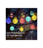 50 Ledli RGB ışık 8 Modlu Solar Kristal Top Bahçe Aydınlatma Dekorasyon Güneş Enerjili