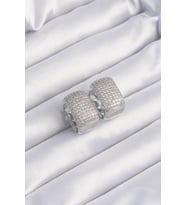 Pirinç Gümüş Renk Zirkon Taşlı Minimal Halka Küpe 5886 - HPSBYI7377-4947