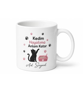 Kedi Annesi Pati İzleri Kum Kabı Tüylü Dost Sevgisi Kupa Bardak Hediye