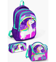 Coral High Kids Mor Su Yeşili Unicorn Desenli 3’lü Okul Çanta Seti SET0114376