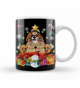 Funny Shih Tzu Christmas Tree Decor Gift Kupa Bardak Porselen
