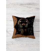 Afrikalı Kadın Çift Tarafı Baskılı Gizli Fermuarlı Yastık Kılıfı Kırlent Koltuk Yastık Kılıfı (Siyah)