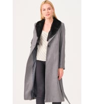 Z6671 DEWBERRY BAYAN PALTO-AÇIK GRİ