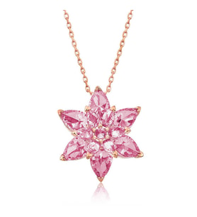Gümüş Rose Pembe Lotus Çiçeği Kolye SL3729