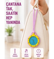 Mey İthalat® Anahtarlık Çanta Charmı Askılı Analog Dekoratif Saat Pembe