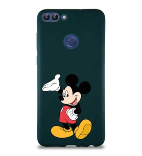Huawei P Smart Soft Premier Kapak Mickey Mouse-C Tasarımlı Silikon Kılıf - Yeşil (Şeffaf)