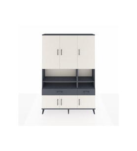 Arges Dolap 8 Raflı 2 Çekmeceli 6 Kapaklı 132x30x195 Antrasit-Aytaşı/Antrasit