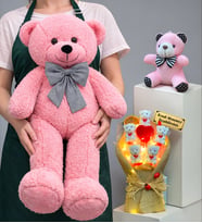 Premium Peluş Ayıcık Seti Kişiye Özel Tasarım Büyük Boy Pembe Ayıcıklı (Model 3)