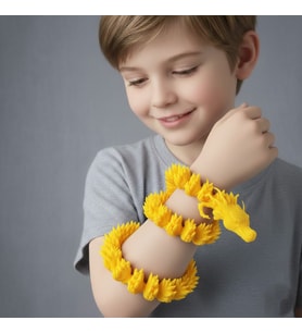 Kristal Ejderha Figürü - Masa Üstü Aksesuar ve Stres Esnek Eklemli Dekoratif Büyük Boy-46 cm (Sarı)