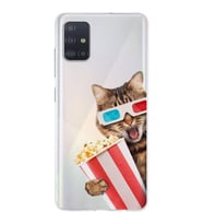 PrintiFy Samsung Galaxy A51 ile Uyumlu 1mm Slim Fit Kedi 1 050b Baskılı Şeffaf  Kılıf
