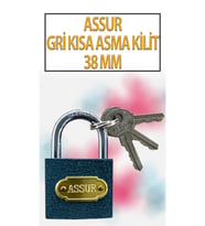 Kısa Tip Gri Asma Kilit 38 MM 3 Anahtarlı