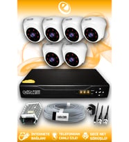 ELITCAM 6 Kameralı Dome 6 İç Kamera Set HDD'siz Full HD Gece Görüşlü Güvenlik Kamerası Sistemi