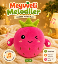 Müzikli Çilek Peluş Oyuncak – Tene Dokununca Melodi Çalan Sevimli Peluş