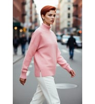 Kadın Oversize Düşük Kol Dik Yaka Uzun Triko Kazak Basic Modern Rahat Kış Günlük Şıklığı Sunar