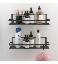 TEKNOTEL YAPIŞKANLI KANCALI 2 ADET MUTFAK BANYO RAFI MAT SİYAH ST264H