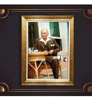 Altın Varaklı Çerçeveli Paspartulu Atatürk Tablo z4813 (Gold)