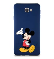 Samsung Galaxy J7 Prime Soft Premier Kapak Mickey Mouse-C Tasarımlı Silikon Kılıf - Lacivert (Şeffaf)