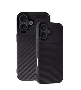 İphone 16 Plus Kılıf Auto Focus Karbon Kapak - Siyah