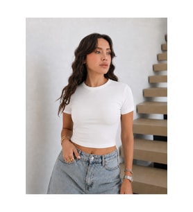 Basic Slim Fit Crop Tişört