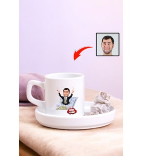 Kocaya Doğum Günü Hediyesi Kişiye Özel Karikatürlü Türk Kahvesi Fincanı