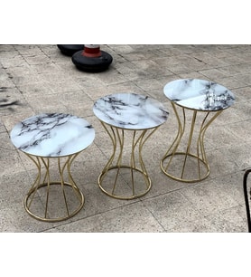 Brc Zigon 13889 KUM SAATİ Beyaz Mermer cam tabla Metal GOLD Renk Kaplama El Yapım