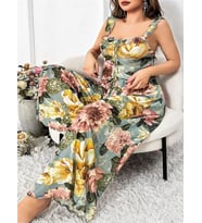 Amora Secret Özel Tasarım Büyük Beden Çiçek Desenli 2'li Pijama Takımı